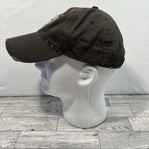 Ariat Men's Distressed Adjustable Strap Back Cap Hat Brown EUC - Picture 3 of 10